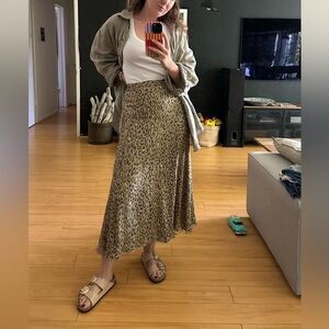 Theory Silk Leopard Print Maxi Skirt